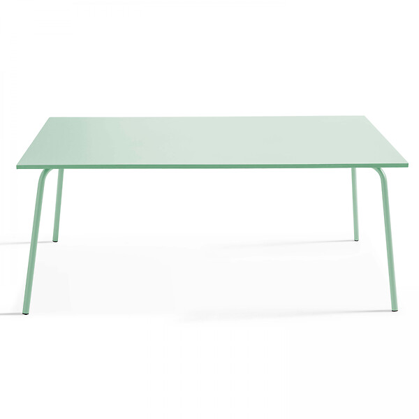 OVIALA - Ensemble table de jardin et 8 chaises bistrot en acier vert sauge - Palavas - large
