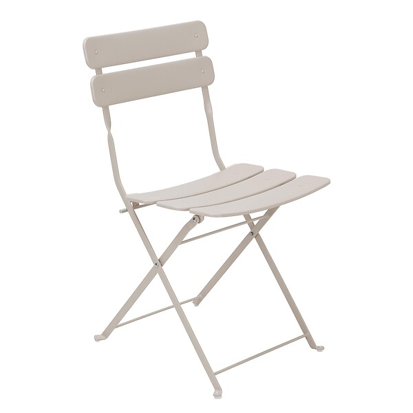 OVIALA - Table de terrasse ronde pliante et 2 chaises pliantes beige clair - Annecy - large