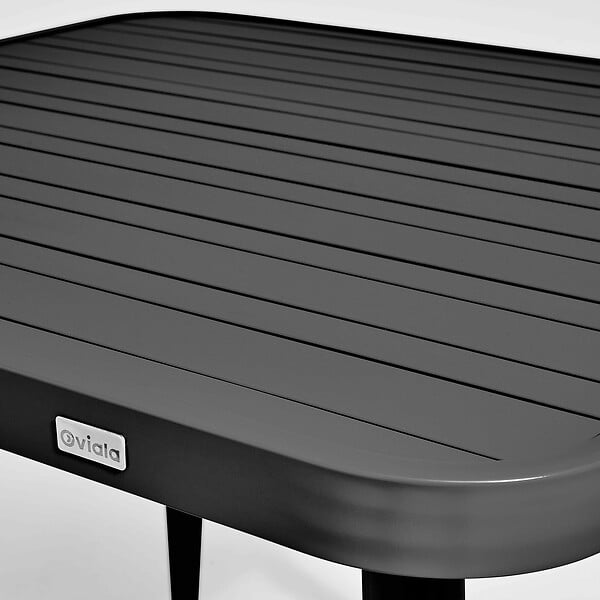 OVIALA - Ensemble table de jardin et 4 fauteuils en aluminium/bois noir - Bristol - large
