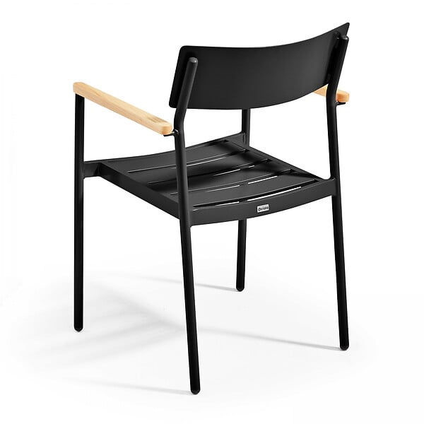 OVIALA - Ensemble table de jardin et 4 fauteuils en aluminium/bois noir - Bristol - large