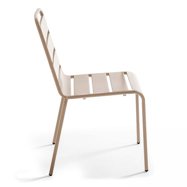 OVIALA - Ensemble table de jardin et 6 chaises en métal taupe - Palavas - large