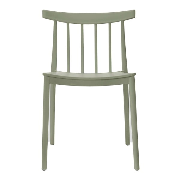 OVIALA - Lot de 4 chaises de terrasse vert sauge en plastique - Lisboa - large