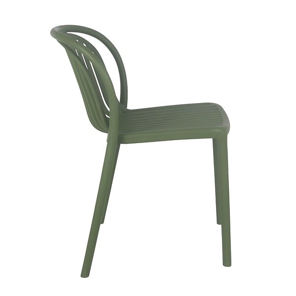 OVIALA - Lot de 4 chaises de terrasse en plastique vert olive - Copenhague - large