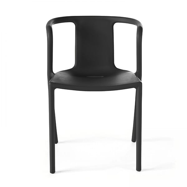 OVIALA - Lot de 4 chaises en plastique noir - Berlin - large