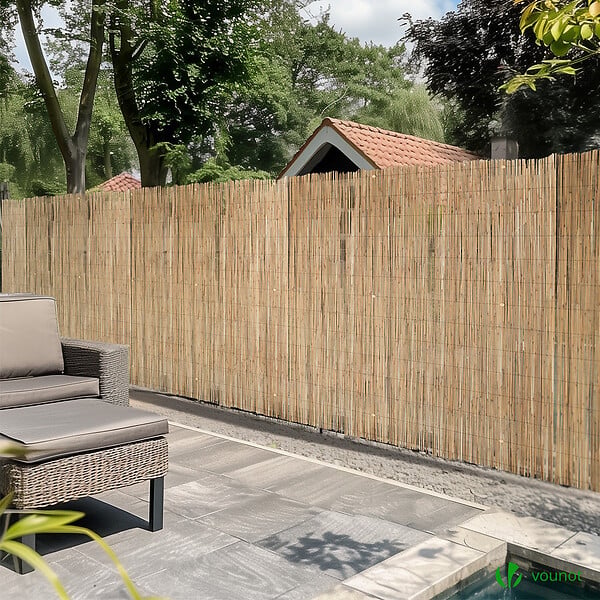 VOUNOT - Canisse en roseau naturel Brise vue avec attaches de fixation 140x300cm - large