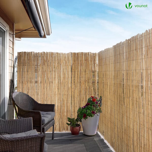 VOUNOT - Canisse en roseau naturel Brise vue avec attaches de fixation 140x300cm - large
