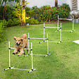 PAWHUT - Agility sport pour chiens set de 4 obstacles professionnels avec système de maintien au sol sac transport fourni blanc noir - vignette
