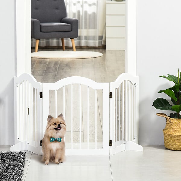 PAWHUT - Barrière modulable pliable barrière de sécurité 154,5L x 61H cm MDF blanc - large
