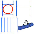 PAWHUT - Agility sport pour chiens équipement complet : 6 poteaux slalom, obstacle, anneau + sac de transport bleu jaune rouge - vignette