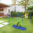 PAWHUT - Agility sport pour chiens équipement complet : 6 poteaux slalom, obstacle, anneau + sac de transport bleu jaune rouge - vignette
