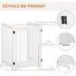 PAWHUT - Barrière modulable pliable barrière de sécurité avec porte verrouillable intégrée dim. 155L x 35l x 76H cm MDF blanc - vignette