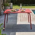 OVIALA - Table de jardin carrée en métal 8 places 120 cm rouge - Palavas - vignette