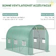 OUTSUNNY - Bâche de rechange serre tunnel 6 m², bâche dim. 3L x 2l x 2H m PE anti-UV imperméable 6 fenêtres + porte enroulable zippée vert - vignette