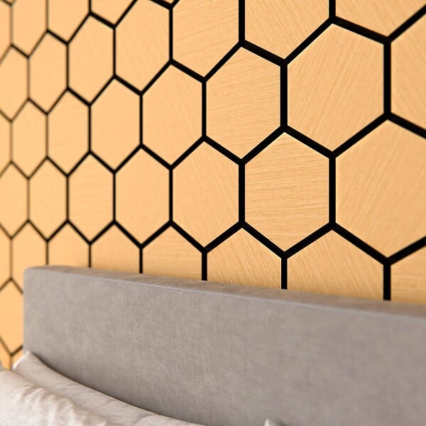 MON MARCHE DECO - Lot de 2 Panneaux Hexagonaux H. 76 cm L. 62 cm - Chêne Feutre Noir - large