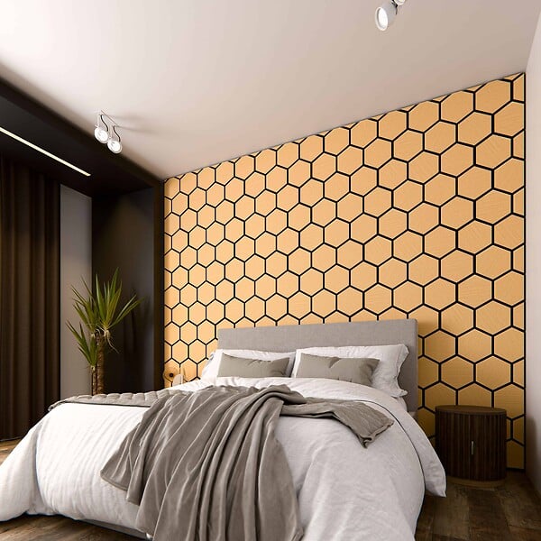 MON MARCHE DECO - Lot de 2 Panneaux Hexagonaux H. 76 cm L. 62 cm - Chêne Feutre Noir - large