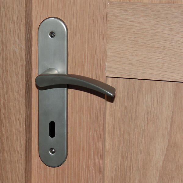 CHRISLIGNE - Ens poig/plaq cle azur aluminium finition inox - large