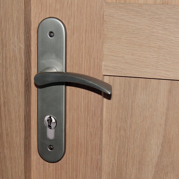 CHRISLIGNE - Ens poig/plaq cyl azur aluminium finition inox - large