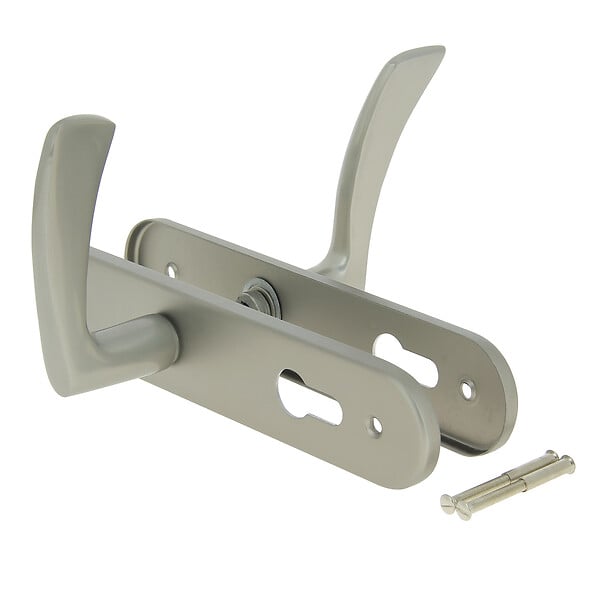 CHRISLIGNE - Ens poig/plaq cyl azur aluminium finition inox - large