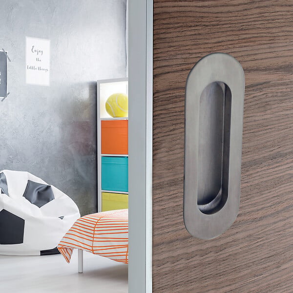 CHRISLIGNE - 1 poignee cuvette a encastrer ovale 40x120mm inox - large
