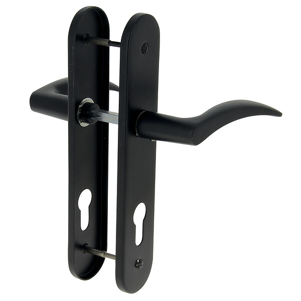 CHRISLIGNE - Ens poig/plaq cyl azur acier / aluminium noir mat - large