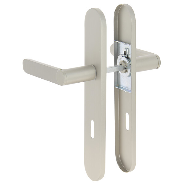 CHRISLIGNE - Ens poig alum/plaq acier cle meudon k nickel satine mat - large