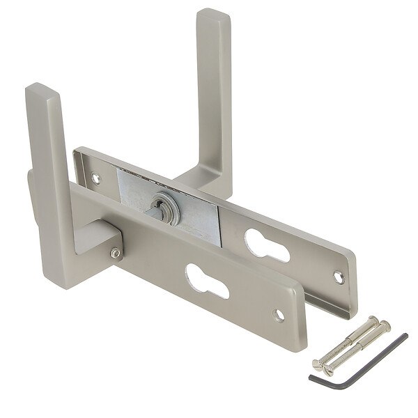 CHRISLIGNE - Ens poig/plaq 195 cyl joffrin alum finition inox velours - large
