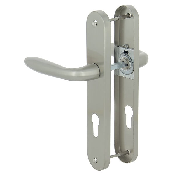 CHRISLIGNE - Ens poig alum /plaq acier cyl egee l nickel mat avec ressort - large