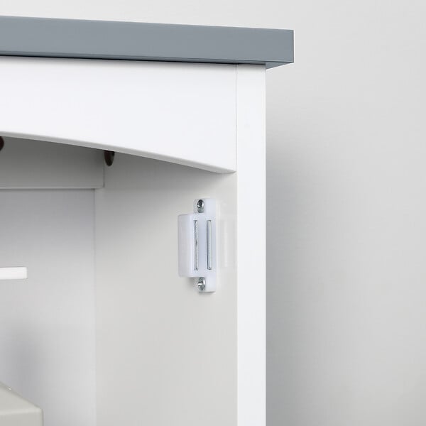 KLEANKIN - Armoire haute murale de salle de bain ou WC - placard porte avec étagère réglable - dim. 41L x 18l x 52H cm - MDF blanc gris - large