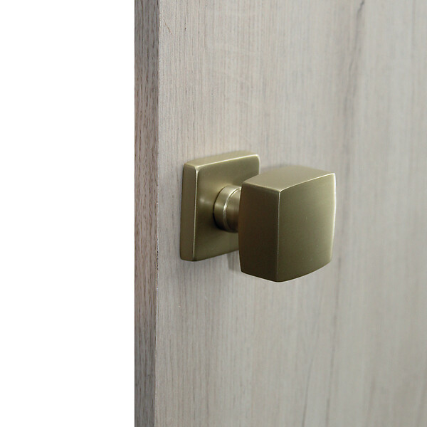 CHRISLIGNE - Bouton carre alu / ros acier laitonne satine - large