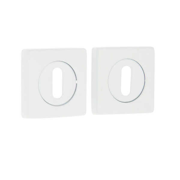 CHRISLIGNE - 2 rosaces carrees cle acier blanc mat - large