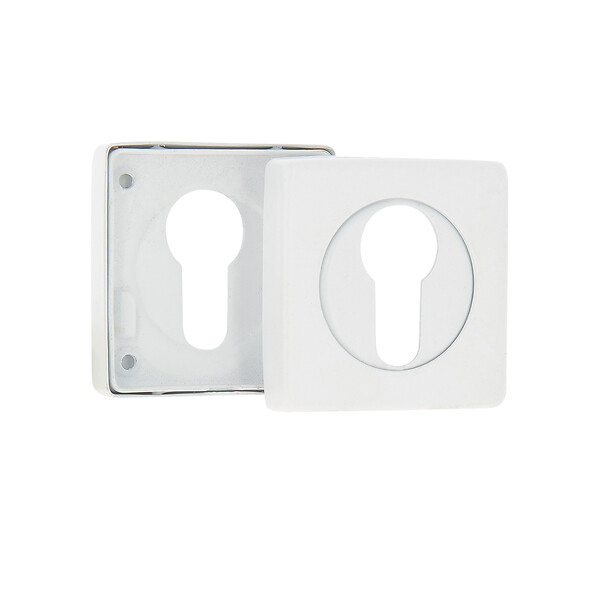 CHRISLIGNE - 2 rosaces carrees cyl acier blanc mat - large