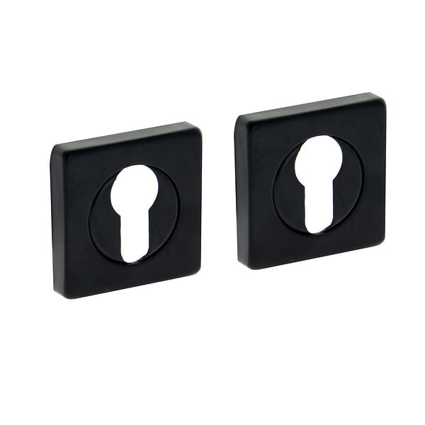 CHRISLIGNE - 2 rosaces carrees cyl acier noir mat - large