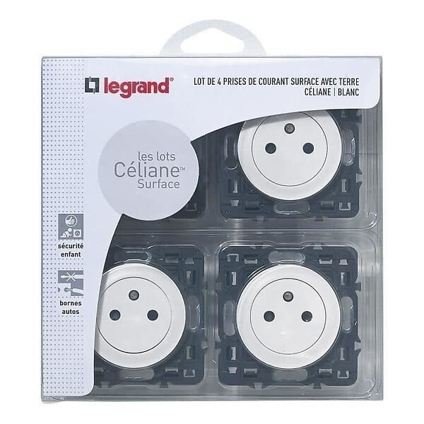 LEGRAND - Lot de 4 prises 2P+T 16A à composer - Céliane - blanc - Legrand - large