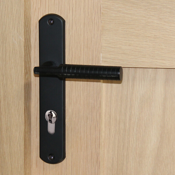 CHRISLIGNE - Ens poig alu/plaq acier cyl jussieu l noir mat - large