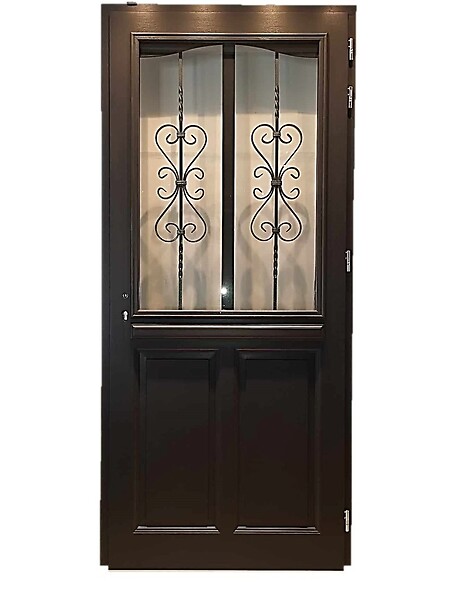GD MENUISERIES - Porte d'entrée Bois Vitrée Sanna, H215 x L90 cm Côte Tableau p.Gauche (Poignée, Barillet ref 010403FP) - large