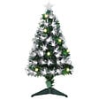 HOMCOM - Sapin de Noël artificiel lumineux fibre optique LED + 14 ampoules + support pied Ø 48 x 90H cm 90 branches étoile sommet brillante vert - vignette