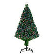 HOMCOM - Sapin de Noël artificiel lumineux fibre optique multicolore + support pied Ø 60 x 120H cm 130 branches étoile sommet brillante vert - vignette