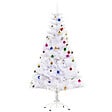 HOMCOM - Sapin arbre de Noël artificiel blanc 150 cm 680 branches avec nombreux accessoires variés - vignette