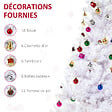 HOMCOM - Sapin arbre de Noël artificiel blanc 150 cm 680 branches avec nombreux accessoires variés - vignette