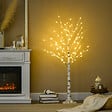 HOMCOM - Arbre lumineux LED bouleau - décoration lumineuse - 96 LEDS blanc chaud - norme IP 44 - usage intérieur/extérieur - 1,5H m - métal PP blanc - vignette