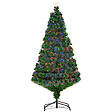HOMCOM - Sapin de Noël artificiel lumineux fibre optique multicolore + support pied Ø 75 x 150H cm 180 branches étoile sommet brillante vert - vignette