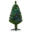 HOMCOM - Sapin de Noël artificiel lumineux fibre optique multicolore + support pied Ø 48 x 90H cm 90 branches vert - vignette