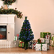 HOMCOM - Sapin de Noël artificiel lumineux fibre optique multicolore + support pied Ø 48 x 90H cm 90 branches vert - vignette