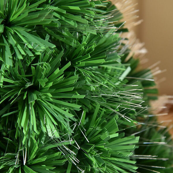 HOMCOM - Sapin de Noël artificiel lumineux fibre optique multicolore + support pied Ø 48 x 90H cm 90 branches vert - large
