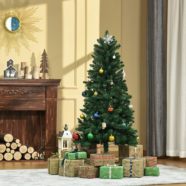 HOMCOM - Sapin de Noël artificiel Ø 75 x 150H cm 454 branches épines imitation Nordmann grand réalisme vert - large