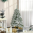 HOMCOM - Sapin de Noël artificiel aspect enneigé Ø 70 x 120H cm 200 branches épines imitation Nordmann grand réalisme - vignette