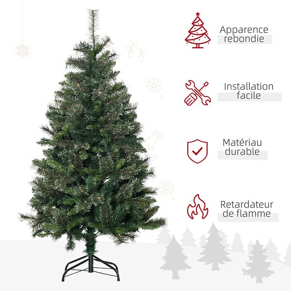 HOMCOM - Sapin de Noël artificiel Ø 84 x 150H cm 665 branches épines imitation Nordmann grand réalisme vert - large