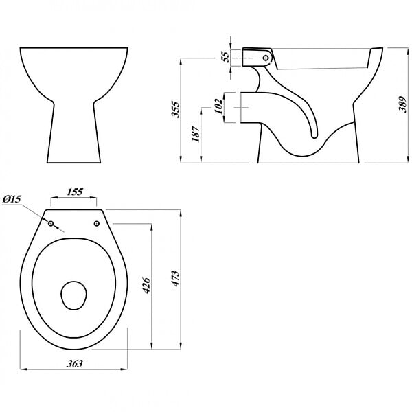 GODART - Cuvette WC à alimentation indépendante sortie horizontale Atlas - large