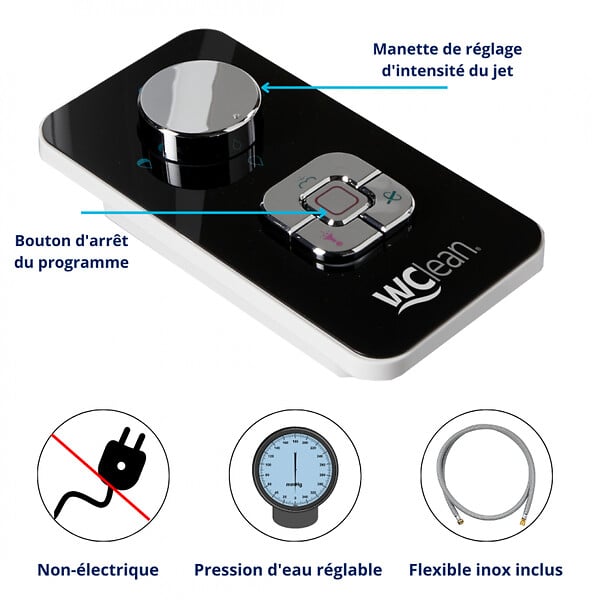 WC CLEAN - Kit bidet douchette slim pour abattant 'jet' coloris noir - large