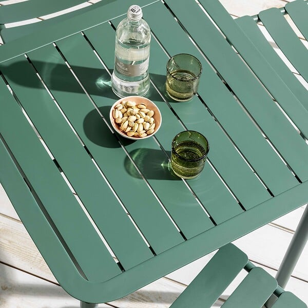 OVIALA - Table carrée de terrasse (70x70cm) vert foncé - Almada - large